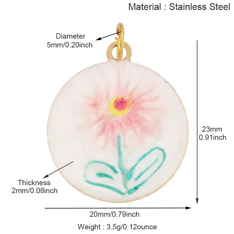 Stainless Steel Flower Plants Coconut Tree Cactus Sunflower Four Leaf Clover Charm Pendant,Necklace Bracelet Jewelry Supply R73 - Image 36