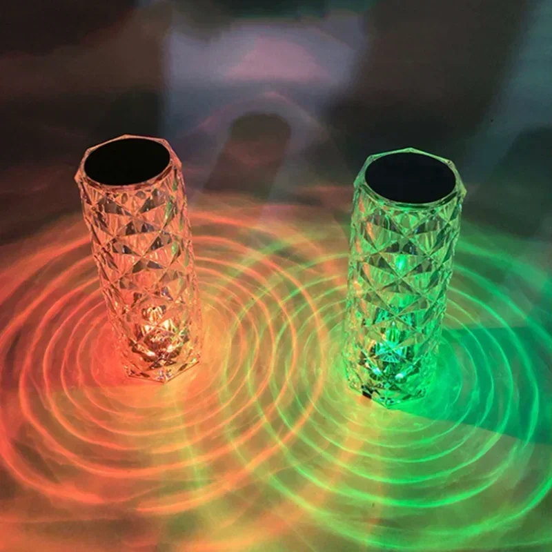 1pc Charging Crystal Table Lamp RGB Rose Diamond Touch Lamp Creative Light for Bedroom/Living Room/Party Dinner Home Decoration - Image 4