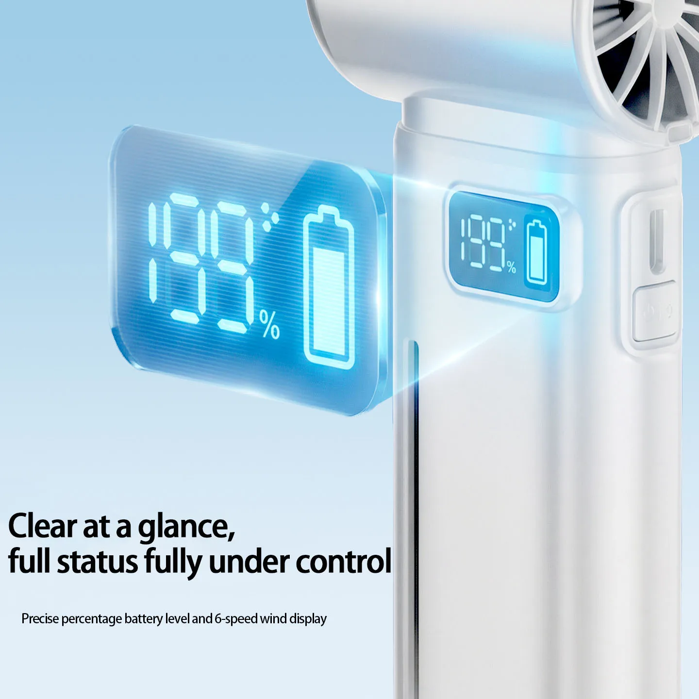 Portable Mini Handheld Turbo Fan LED Display Mini High Speed Handheld Fan, Desk Fan, Outdoor Cooling, Rechargeable Fan - Image 5