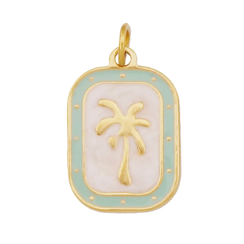 Stainless Steel Flower Plants Coconut Tree Cactus Sunflower Four Leaf Clover Charm Pendant,Necklace Bracelet Jewelry Supply R73 - Image 33
