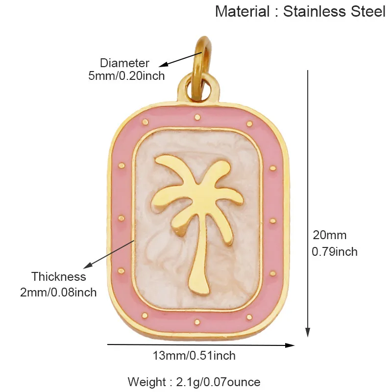 Stainless Steel Flower Plants Coconut Tree Cactus Sunflower Four Leaf Clover Charm Pendant,Necklace Bracelet Jewelry Supply R73 - Image 4
