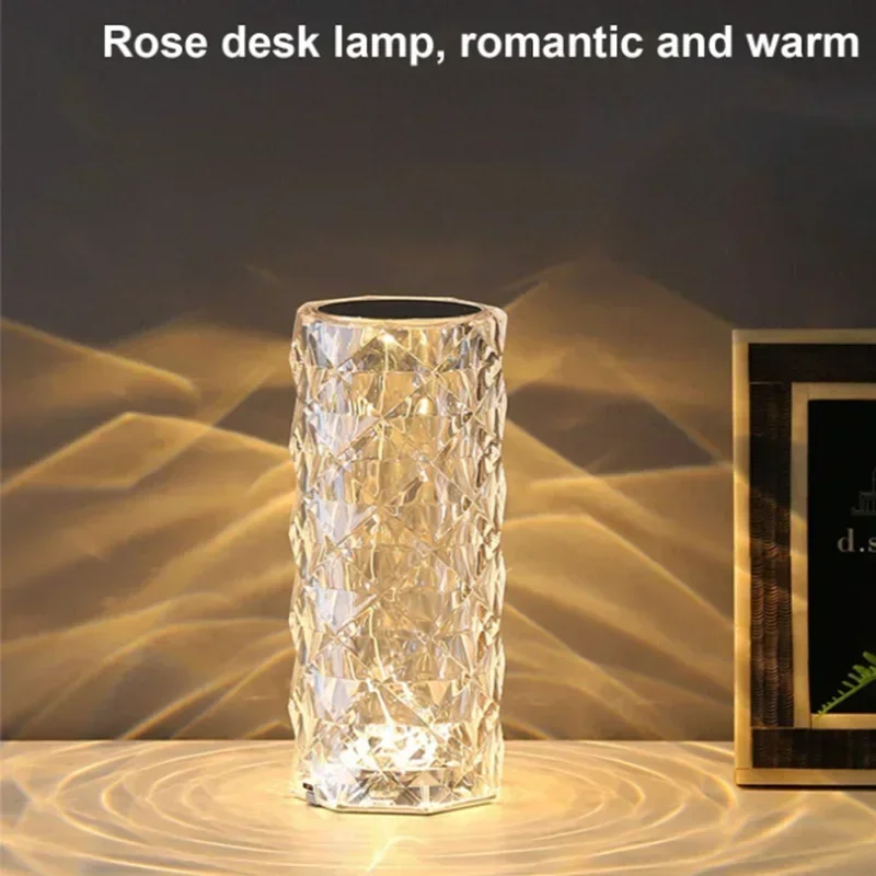 1pc Charging Crystal Table Lamp RGB Rose Diamond Touch Lamp Creative Light for Bedroom/Living Room/Party Dinner Home Decoration - Image 5