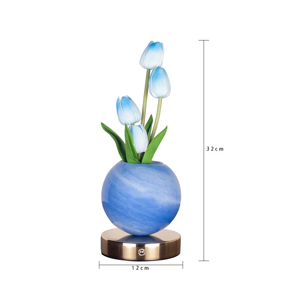 Tulip LED Night Light USB Rechargeable Desk Decor Lamp Simulation Bouquet Table Lamp Bedroom Bedside Atmosphere Light Ornaments - Image 3