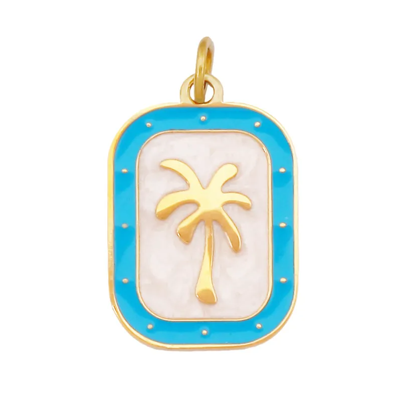 Stainless Steel Flower Plants Coconut Tree Cactus Sunflower Four Leaf Clover Charm Pendant,Necklace Bracelet Jewelry Supply R73 - Image 35