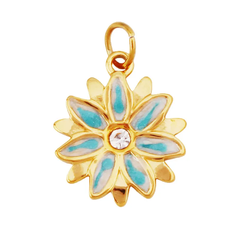 Stainless Steel Flower Plants Coconut Tree Cactus Sunflower Four Leaf Clover Charm Pendant,Necklace Bracelet Jewelry Supply R73 - Image 12