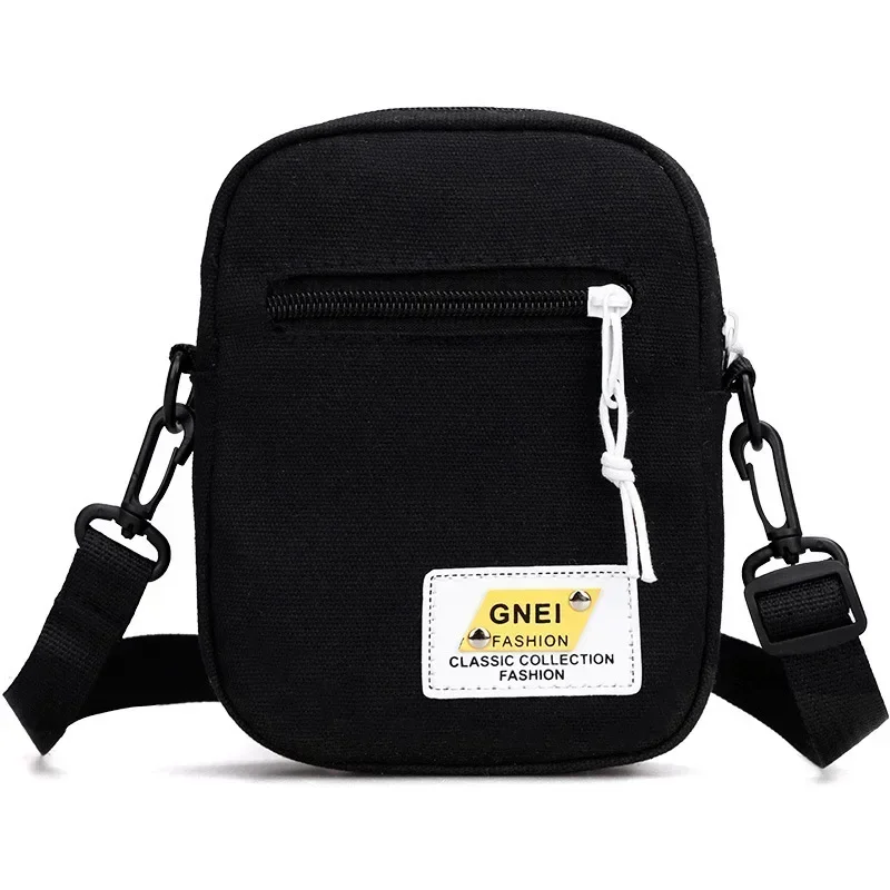 2024 Canvas Women's Crossbody Bag Trend Small Shoulder Handbag Korean Solid Color Student Phone Bag Simple Shopper Zipper Purse - Image 9
