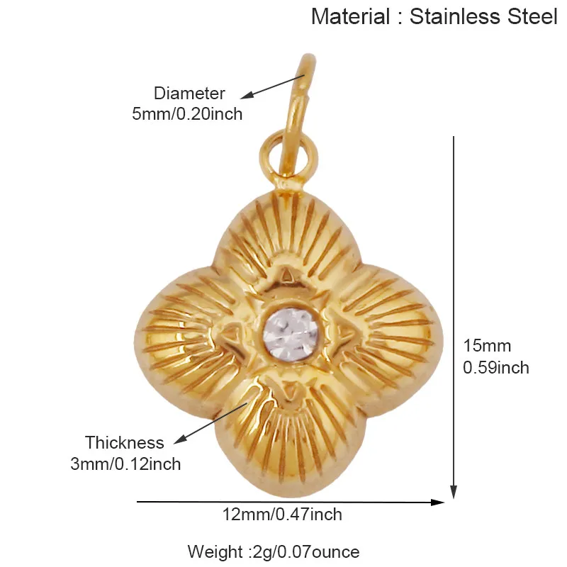 Stainless Steel Flower Plants Coconut Tree Cactus Sunflower Four Leaf Clover Charm Pendant,Necklace Bracelet Jewelry Supply R73 - Image 13