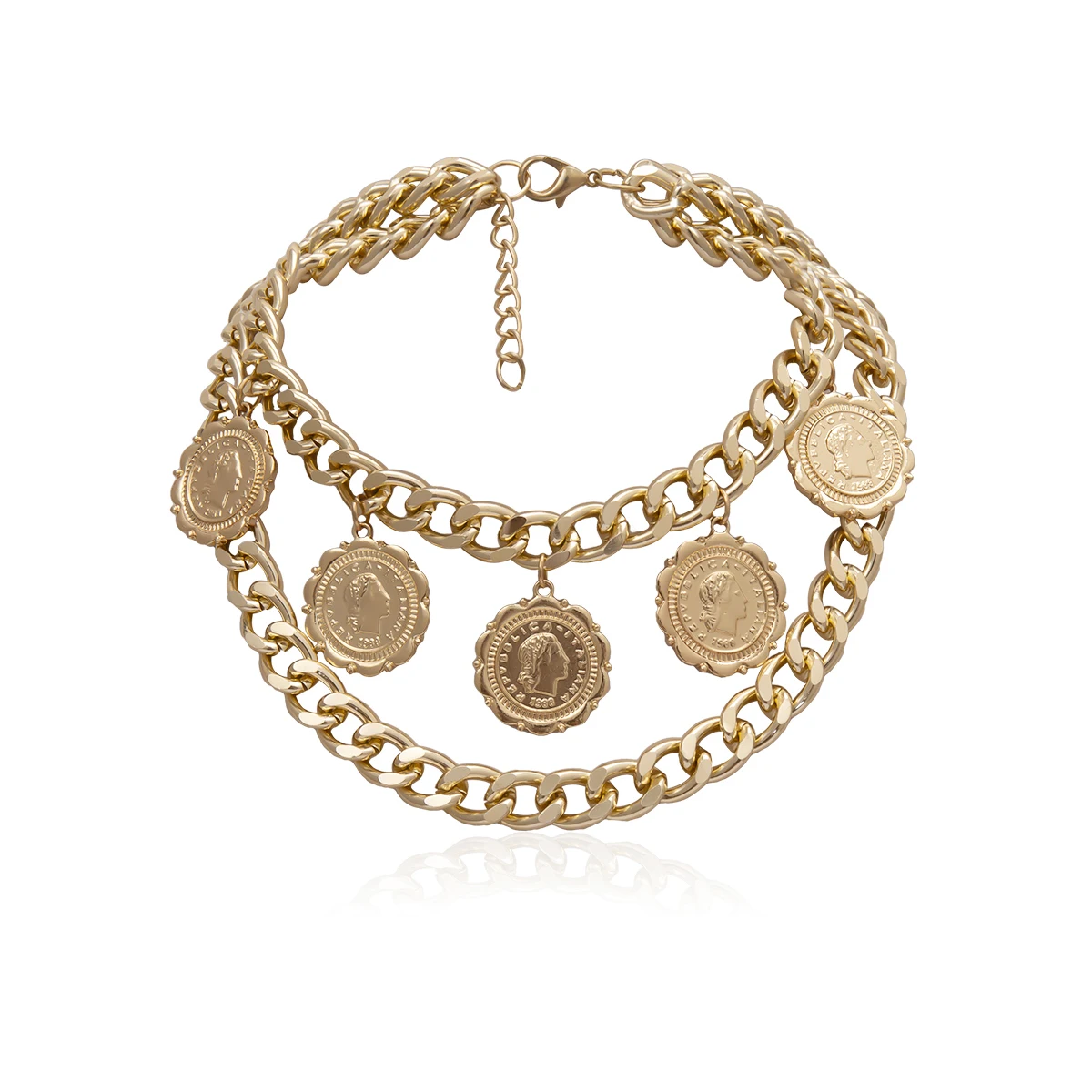 Layered Chain with Big Coin Pendant Necklace for Women Punk Chunky Chains Choker Collar 2022 Fashion Jewelry on Neck Accessories - Image 3