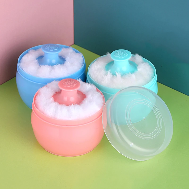 1PCS Talcum Powder Powder Puff With Box Baby Soft Face Body Cosmetic Powder Puff Talcum Powder Sponge Box Case Container - Image 2