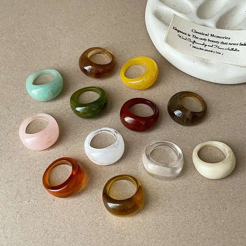 Trendy Colorful Transparent Acrylic Rings for Women Fashion Transparent Geometric Resin Finger Rings Female Party Jewelry Gift - Image 3