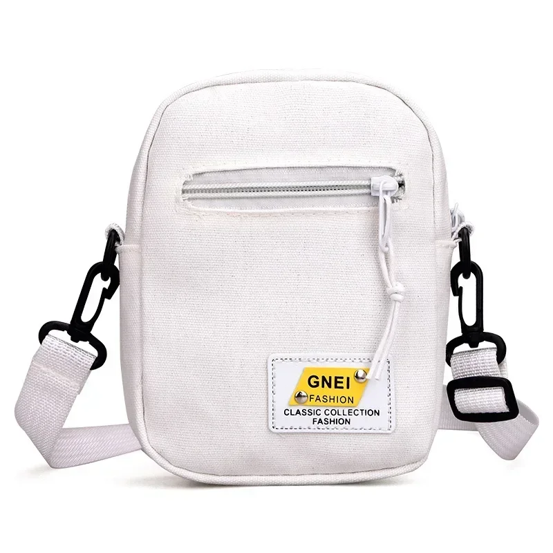 2024 Canvas Women's Crossbody Bag Trend Small Shoulder Handbag Korean Solid Color Student Phone Bag Simple Shopper Zipper Purse - Image 7