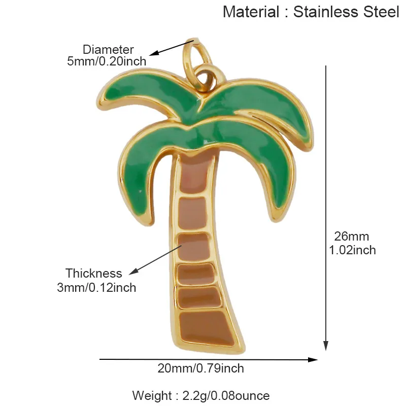 Stainless Steel Flower Plants Coconut Tree Cactus Sunflower Four Leaf Clover Charm Pendant,Necklace Bracelet Jewelry Supply R73 - Image 30