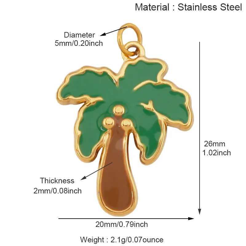 Stainless Steel Flower Plants Coconut Tree Cactus Sunflower Four Leaf Clover Charm Pendant,Necklace Bracelet Jewelry Supply R73 - Image 14
