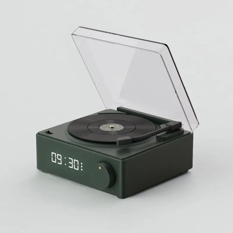 Retro Wireless Speaker Bluetooth 5.0 Stereo Music Player Desktop Alarm Clock Vintage Vinyl Record Shape Support TF Card/AUX Play - Image 10