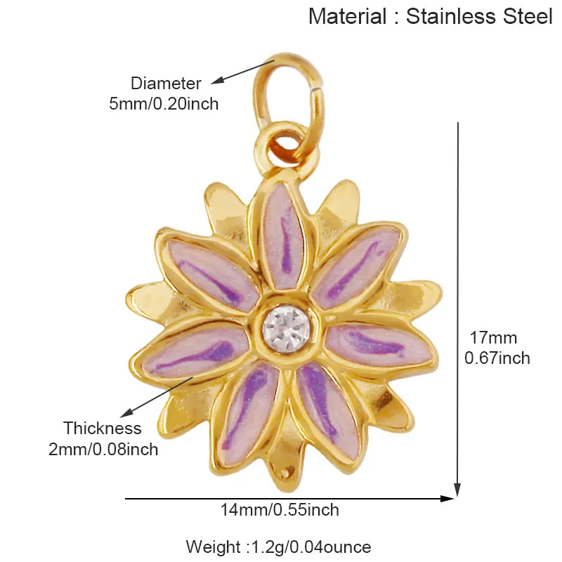 Stainless Steel Flower Plants Coconut Tree Cactus Sunflower Four Leaf Clover Charm Pendant,Necklace Bracelet Jewelry Supply R73 - Image 11