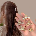 Pearl & Crystal Embellished Claw Clip Set (4-Pack)