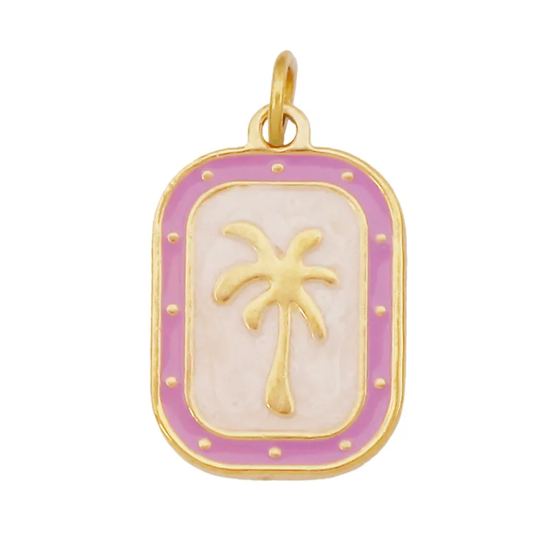 Stainless Steel Flower Plants Coconut Tree Cactus Sunflower Four Leaf Clover Charm Pendant,Necklace Bracelet Jewelry Supply R73 - Image 34