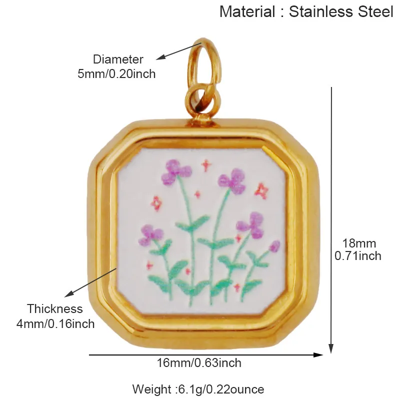 Stainless Steel Flower Plants Coconut Tree Cactus Sunflower Four Leaf Clover Charm Pendant,Necklace Bracelet Jewelry Supply R73 - Image 2